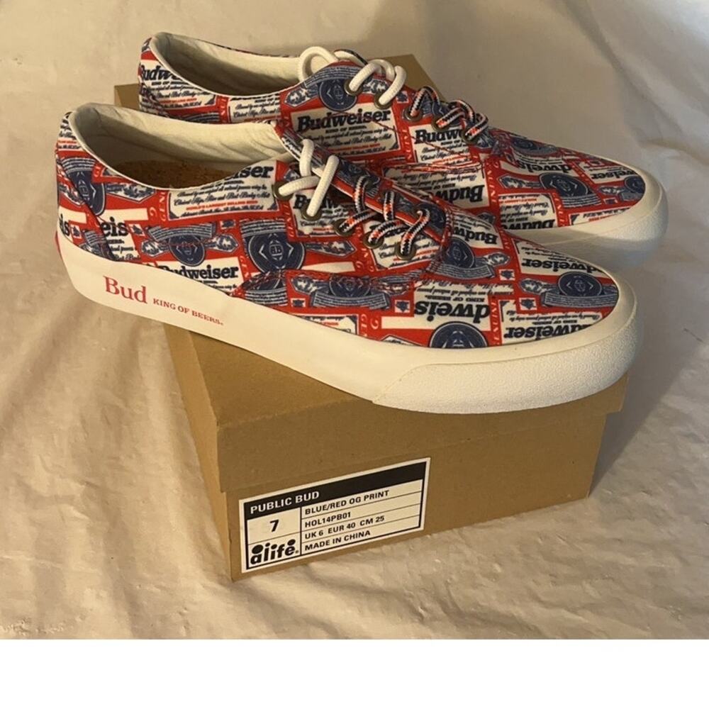 Alife Budweiser Mens Size 7 Public Bud King of Beer Canvas Sneakers - NEW w/Box
